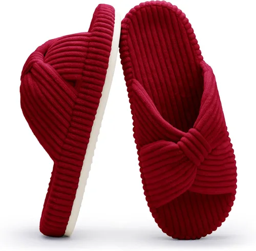 Vista 23 de Chantomoo - Pantuflas para mujer de espuma viscoelástica para la casa con cordón, lazo y tiras cruzadas, zapatos de cama cómodos y de moda