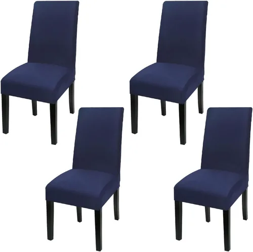 Vista 13 de Fuloon Paquete de 4 Fundas Protectoras para Asientos de Sillas de Comedor Super Ajustadas Elásticas Extraíbles Lavables Cortas para Hotel, Comedor