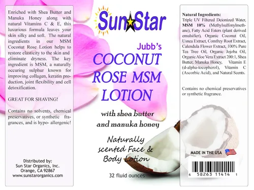 Vista 2 de MSM Loción - Rosa de Coco, 32oz