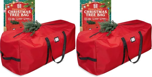 Vista 9 de Bolsa de Almacenamiento de Navidad de Servicio Pesado que se Adapta a Árboles Artificiales de hasta 7.5 pies de Altura, Impermeable con Asas Verde