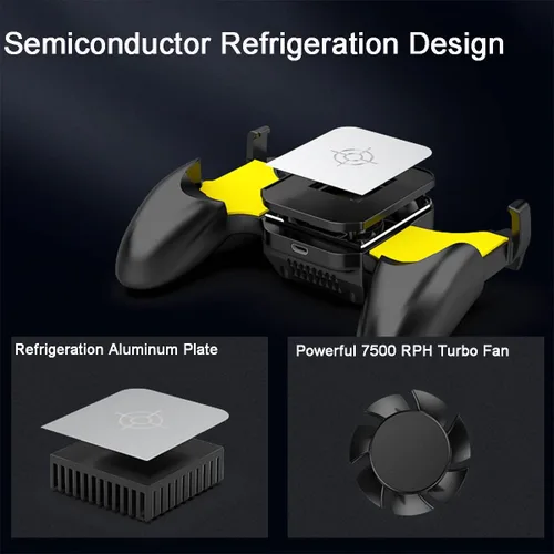 Vista 3 de Mobile PUBG Game Controller Handle Grip With Cooling Fan Triggers Phone L1R1 Trigger Cooler Gamepad With Radiator For Phone iPhone Android iOS