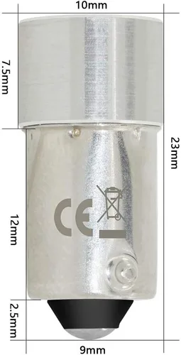 Vista 4 de BA9s Base LED Bulbs1W 3v BA9 LED antorcha mini lámpara de cabeza bombilla linterna 2 celdas C y D (blanco frío, 2 celdas C y D 3V)
