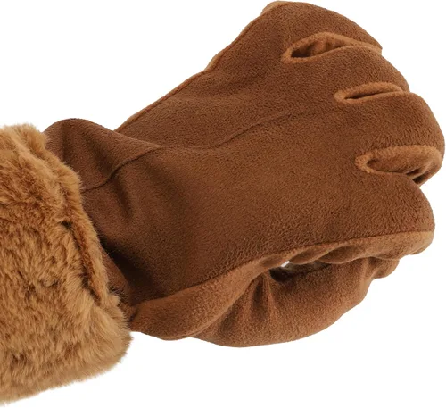 Vista 6 de isotoner Women's Water Repellent Touchscreen Stretch Mya Faux Fur Cuff Gloves Coñac