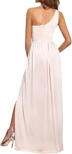 Vista 2 de LYANER Womens One Shoulder High Split Sleeveless Ruched Sexy Cocktail Maxi Long Dress