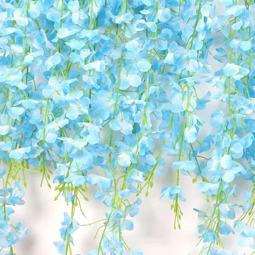 Vista 5 de Paquete de 12 guirnaldas de vides de flores de glicina, cuerdas de flores artificiales de 3.75 pies, flores colgantes falsas, guirnaldas de glicina