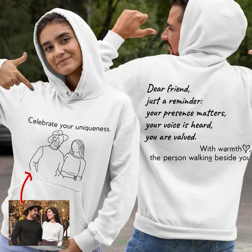 Vista 31 de Sudaderas con capucha personalizadas diseñan el tuyo propio, retrato de camisa de la foto, regalos personalizados para el día de San Valentín