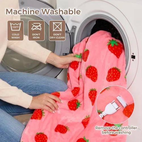 Vista 8 de Manta eléctrica con calefacción, manta de franela suave y Sherpa con 6 niveles de calentamiento y 12 horas de apagado automático, lavable a máquina