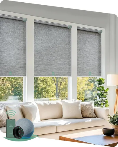 Vista 22 de Yoolax Persianas motorizadas con control remoto, persianas inteligentes opacas para ventanas, persianas enrollables motorizadas, persianas