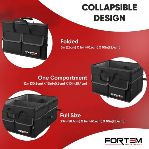 Vista 6 de FORTEM Organizador de maletero de coche (negro, grande) + correas de trinquete