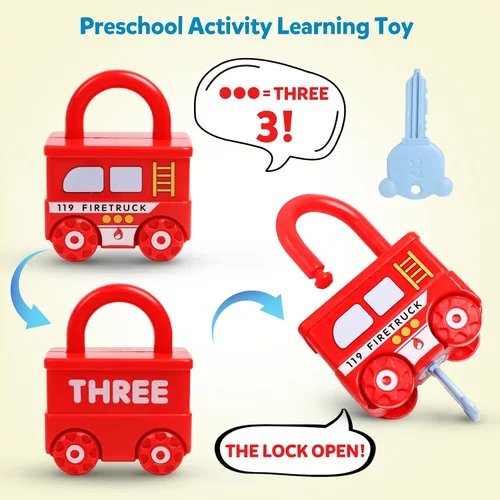 Vista 4 de Montessori - Juguetes de aprendizaje para clasificar y combinar, cerraduras y llaves para niños pequeños, juguete sensorial de motricidad fina