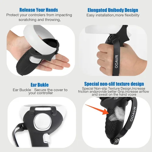 Vista 2 de for MetaOculus Quest 2 AccessoriesVR Controller Gips CoverVR Shell CoverVR Facial Vent Soft Interface Bracket Accessory 5-in-1 SetBlack