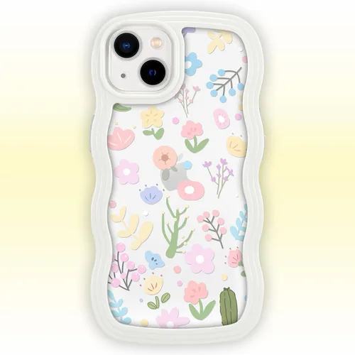 Vista 4 de ZCDAYE Funda compatible con iPhone 11, diseño floral estético, bonita funda rizada y ondulada para mujeres y niñas, funda de TPU suave a prueba