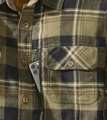 Vista 5 de Venado Chaqueta a cuadros para hombre, manga larga, forro de franela cepillada, resistente