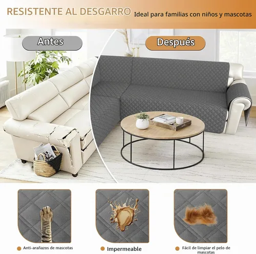 Vista 7 de Arfntevss Fundas impermeables para sofá modular en forma de L, lavable, de terciopelo, para sofá seccional, antideslizantes, fundas de esquina