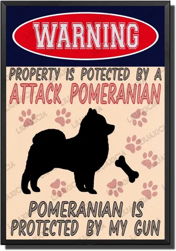 Vista 31 de LIUAXICIA Letreros divertidos de metal con texto en inglés "Warning Property is Potected by A American Bulldog is Protected by My Gun" The Coffee