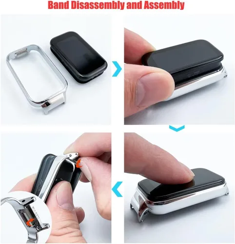 Vista 7 de Compatible con Xiaomi Redmi Band 2 Bandas, correa de repuesto de cuero para pulsera con marco de metal para Xiaomi Smart Band 8 Active