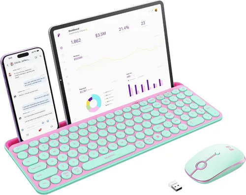 Vista 13 de seenda CTU-301 - Combo de teclado y mouse Bluetooth para iPad, color negro Bluetooth+2.4G combo with tablet holder, full-size keys and quiet