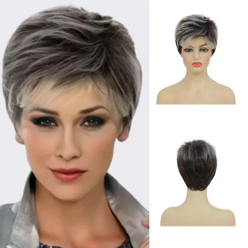 Vista 19 de Kaneles Peluca rizada de color rojo degradado, pelucas de cabello largo ondulado para mujer, pelucas de fibra sintética negra y roja para fiesta