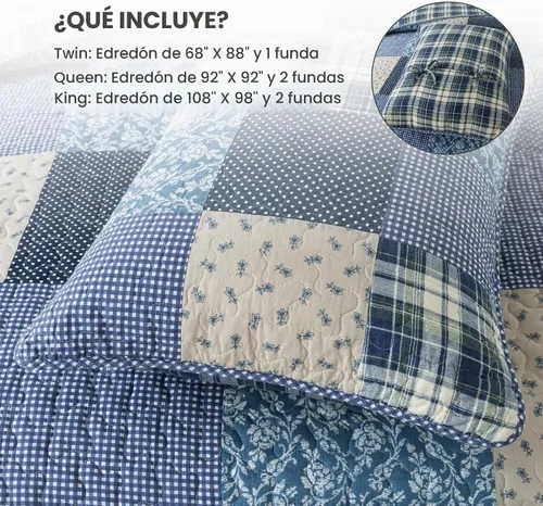 Vista 6 de Soul & Lane - Juego de funda de edredón (microfibra), azul (Blue Symphony), gemelo Sinfonía azul