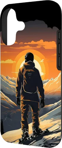 Vista 2 de Snowboarding Snowboard Snowboarder Mountain Sunset Case for iPhone 17