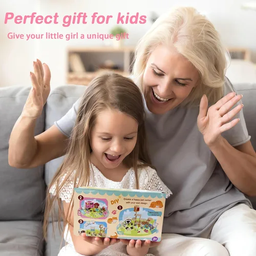 Vista 6 de SweetAce 43 piezas de juguetes de gato para niños, juego de simulación, set de juego de figuras de gato, juguete para niños pequeños, juego de rol