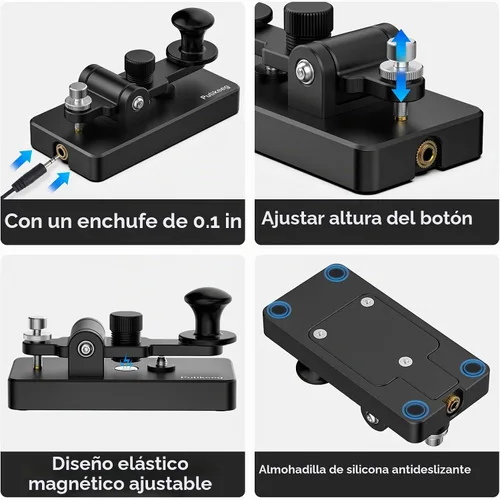 Vista 4 de Putikeeg Clásico Morse Mini Código Clave Morse Código Paleta Llave Aleación de Aluminio Mini-Key Morse CW Llave Portátil Morse Práctica Clave Negro