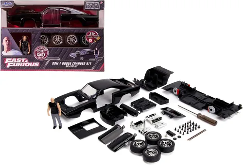 Vista 7 de Jada Toys 253203016 Fast & Furious Dom's 1970 Dodge Charger R/T, Build+Collect, modelo de ajuste de coche, escala 1:24, incluye figura de Dominic