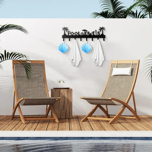 Vista 5 de Capoda Toallero de piscina de metal, para colgar en la pared, toallero de playa, toallero de verano con 8 ganchos para almacenamiento de toallas
