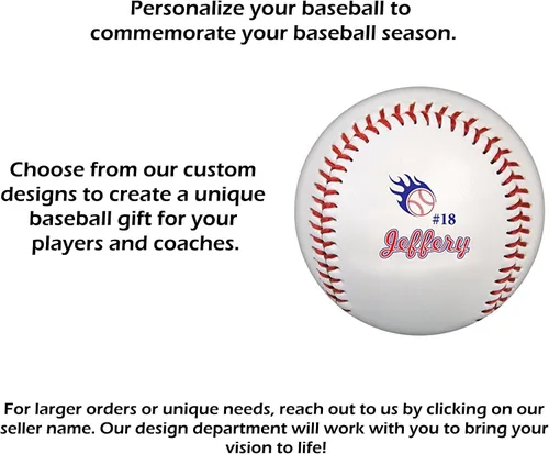 Vista 3 de Pelotas de béisbol personalizadas, tamaño oficial: elige entre 15 diseños o sube una foto o logotipo de empresa