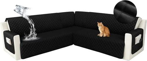 Vista 45 de HDCAXKJ Funda seccional de esquina impermeable para sofá de terciopelo en forma de L, fundas para sofá para mascotas, perros, suaves, resistentes