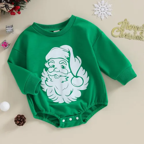 Vista 4 de Traje de Navidad para bebé recién nacido, con cuello redondo, manga larga, con burbujas, de gran