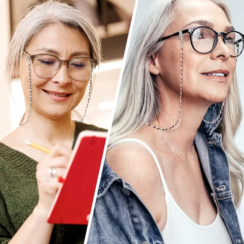 Vista 6 de SIGONNA Retenedores de gafas - Soporte para correa de cristal de ojos - Cadena para gafas para mujer - Correa plateada para gafas - Cadena