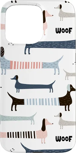 Vista 31 de Dachshund Weenie Weiner Dog - Carcasa para iPhone 17, diseño azul, rosa y blanco