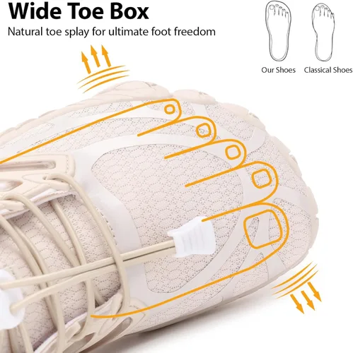 Vista 3 de Zapatos de senderismo para mujer, puntera ancha, cero caída, minimalistas, para entrenamiento, entrenamiento cruzado, senderismo, calzado con tierra