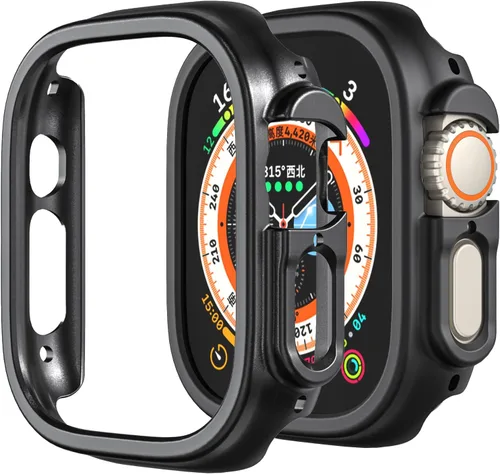 Vista 2 de Funda rígida de policarbonato compatible con Apple Watch Ultra 3/2/1 de 1.732 pulgadas, resistente a impactos, a prueba de golpes, con borde