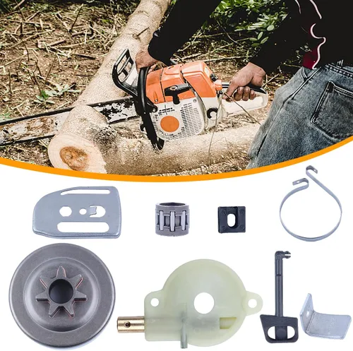 Vista 2 de Bomba de aceite de tambor de embrague Placa de barra de freno Kit de barra de estrangulador para motosierra Husqvarna 142 137 136 36 41