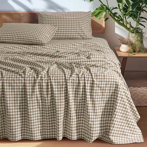 Vista 27 de SONORO KATE - Sábanas 100% de lino puro francés, transpirables y duraderas, antidesgarros, lavables a máquina, bolsillo profundo de 16 pulgadas, 4