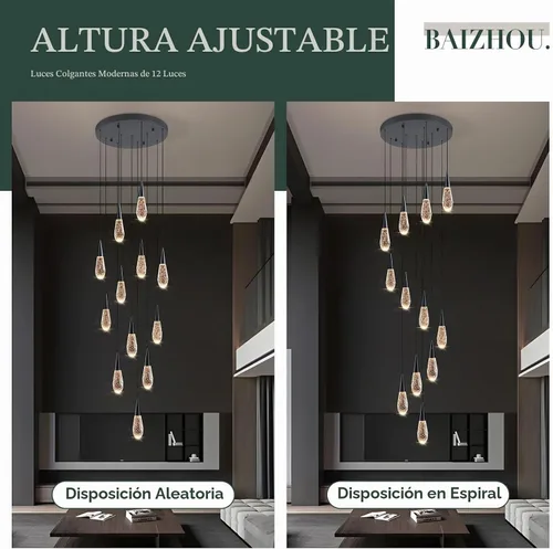 Vista 7 de Candelabro de cristal con forma de gota de lluvia, color negro, 12