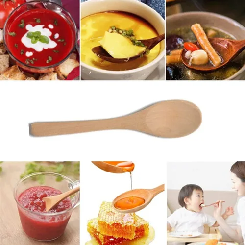 Vista 6 de Cuchara de madera pequeña hecha a mano con cucharadita de miel, condimento, café, té, azúcar, sal, mermelada, mostaza, helado, cucharas de bambú