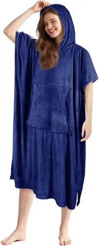 Vista 12 de Tirrinia Toalla cambiadora de poncho de surf con capucha, traje de neopreno de microfibra de secado rápido para surf, playa, natación, piscina