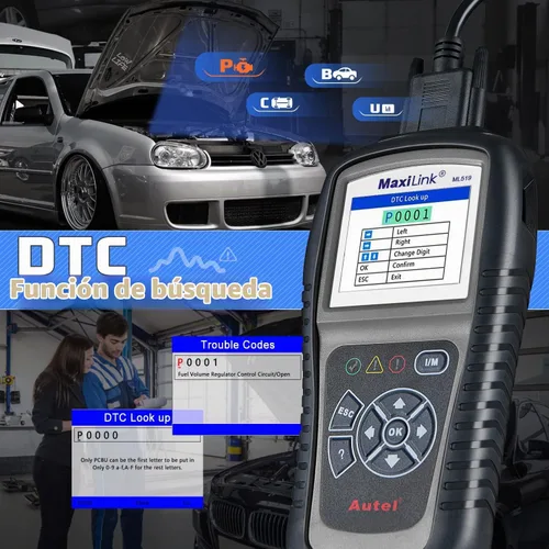 Vista 5 de Autel MaxiLink ML519, herramienta de escaneo OBD2 de modo 6 mejorado, herramienta de escaneo de diagnóstico automático, lector de código de fallo