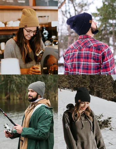 Vista 4 de Gorro de invierno de punto acrílico para hombres y mujeres, suave y cálido unisex
