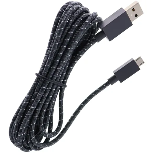 Vista 2 de Cable de carga USB oficial trenzado negro de 8.9 ft 9 pies para controlador de Xbox One Cable micro USB (sin embalaje)