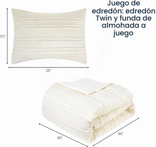 Vista 2 de Aeropostale Eloise - Juego de edredón de 2 piezas para dormitorio y funda a juego, individual, marfil