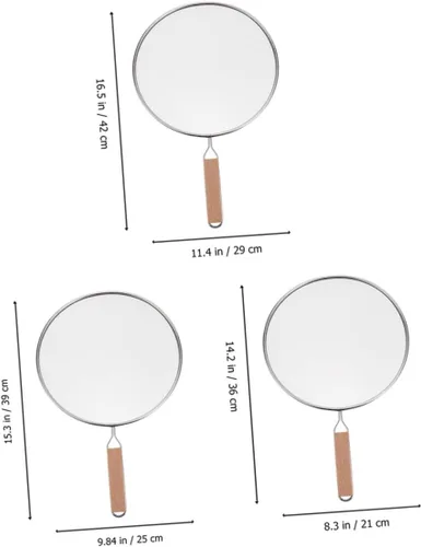 Vista 3 de 3Pcs Stainless Steel Splatter Screen, Fine Mesh Oil Guard, Cooking Cover