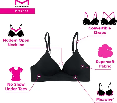 Vista 5 de Maidenform Brasier con aros Barely There para mujer, correas convertibles