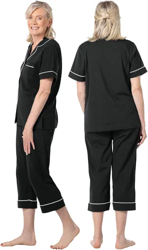 Vista 2 de PajamaGram Pijama de algodón para mujer - Conjunto de pijama capri para mujer, 100% algodón