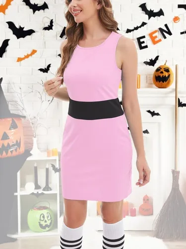 Vista 11 de Disfraz de Halloween para mujer, sin mangas, vestido de dibujos animados