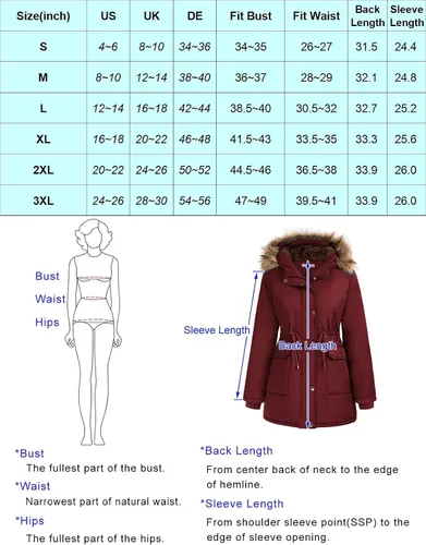 Vista 7 de Kate Kasin Abrigo de invierno con capucha para mujer, de piel sintética, parkas, para exteriores