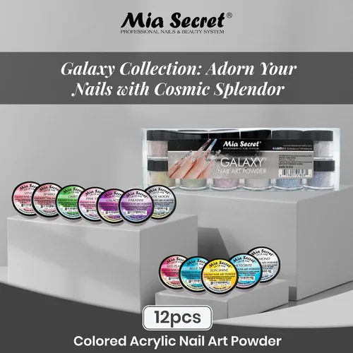 Vista 2 de Colección de polvos para arte de uñas Galaxy (12 unidades)